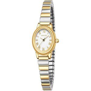 Women's Watch with Stainless Steel Expansion Band Oval Case Roman Dial Elegant